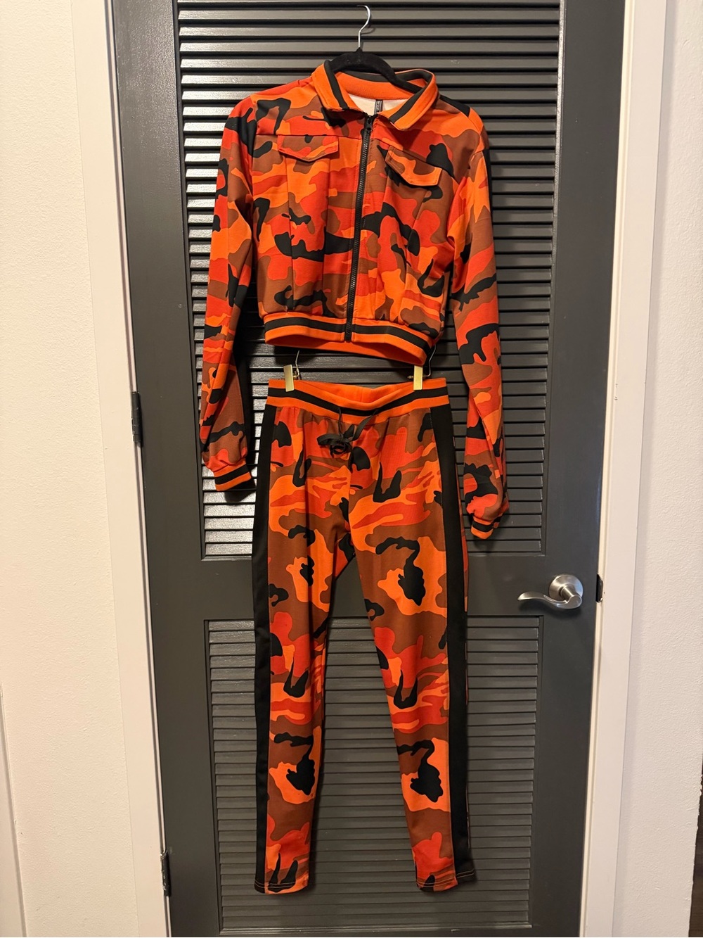 American Bazi Orange & Black Camo Track Jacket and Joggers Set